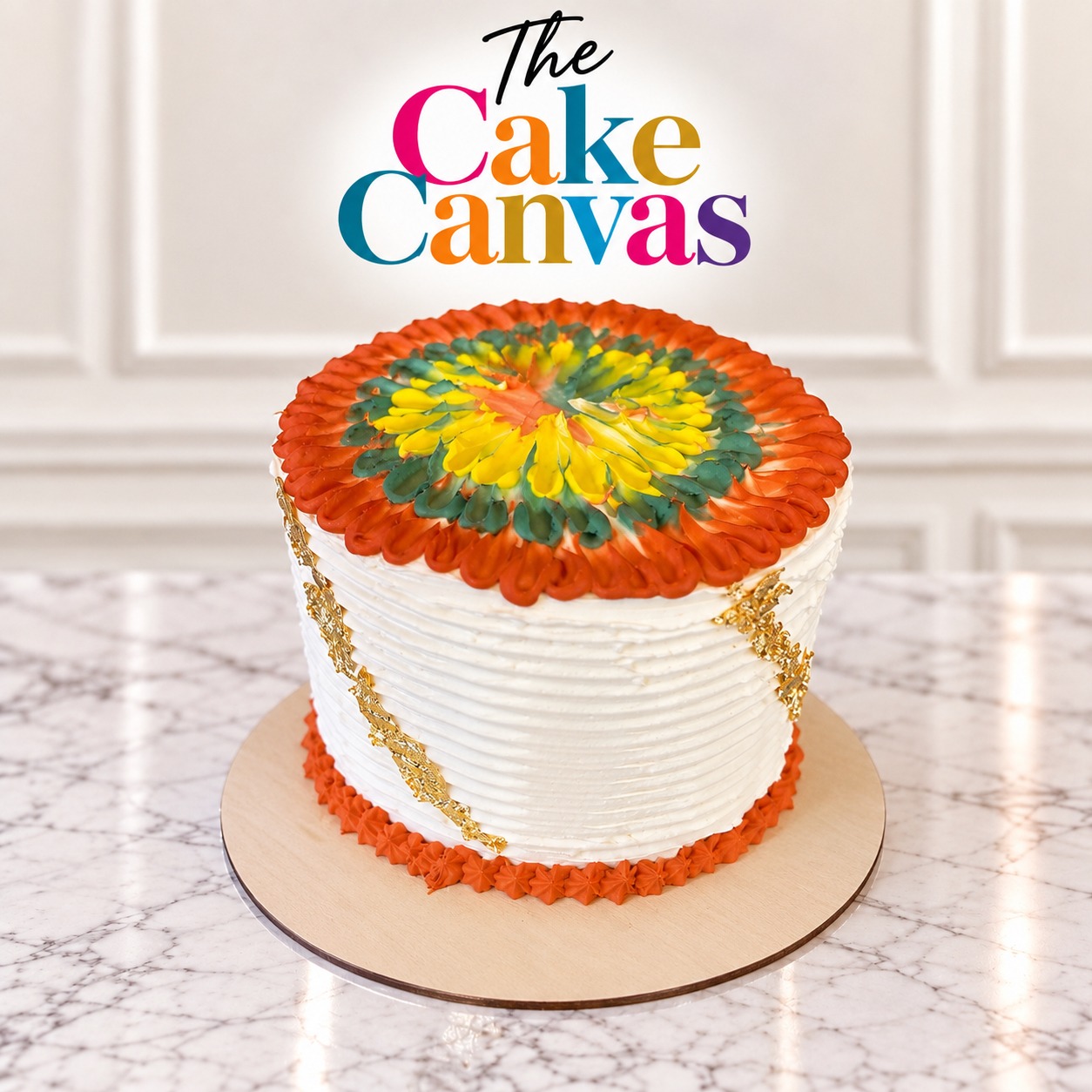 Fall-inspired cake featured in the October 3 Cake Canvas class